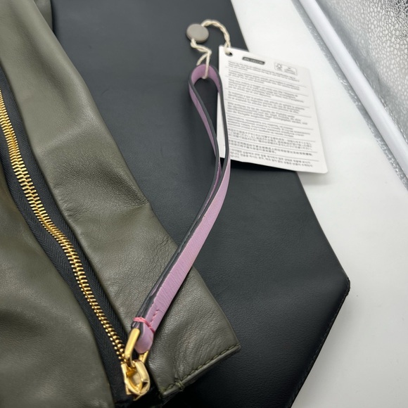 NWT MARNI Leather Forest Green Black Colorblock Pouch Oversized Clutch Bag - Picture 7 of 10